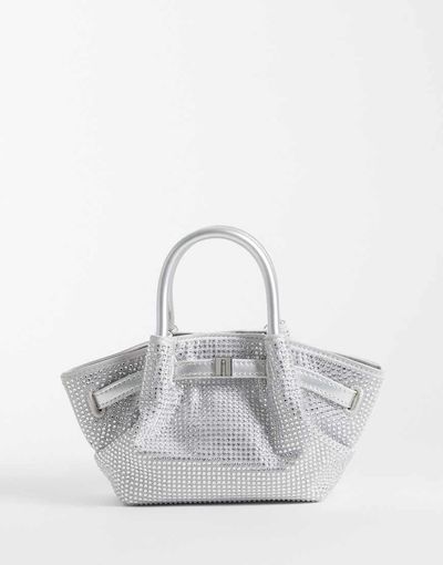 JW PEI JW PEI Hana tiny diamante tote bag in silver crystal