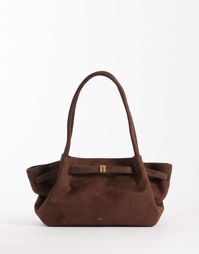 JW PEI JW PEI Hana wide faux suede tote in dark brown