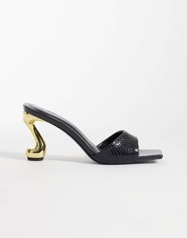 JW PEI JW PEI Hannah faux snakeskin heel mules in black