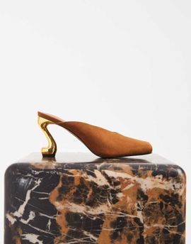 JW PEI JW Pei Hannah faux suede square toe heeled mules in brown