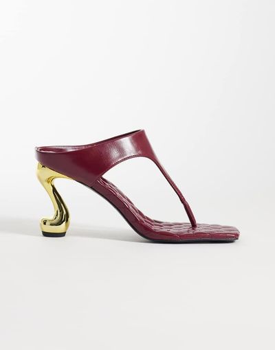 JW PEI JW PEI Hannah quilted flip flop heel mules in burgundy-Red