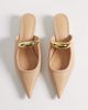 JW PEI JW PEI Helena mules with gold metal detail in khaki-Green - 3