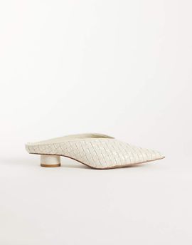 JW PEI JW PEI Helena woven pointed toe mules in beige-NEUTRAL
