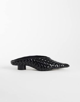 JW PEI JW PEI Helena woven pointed toe mules in black