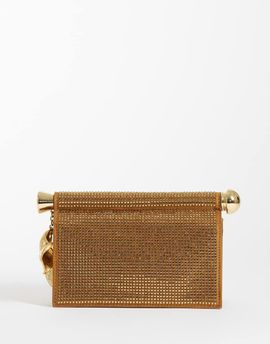 JW PEI JW PEI Holly artificial crystal metal pendant embellished clutch purse in ivory-Gold