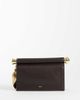 JW PEI JW PEI Holly metal pendant embellished clutch purse in dark brown - 1