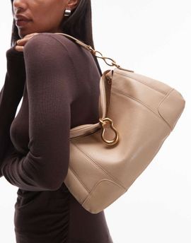 JW PEI JW PEI Jayla shoulder bag with molten buckle detailing in beige-Neutral