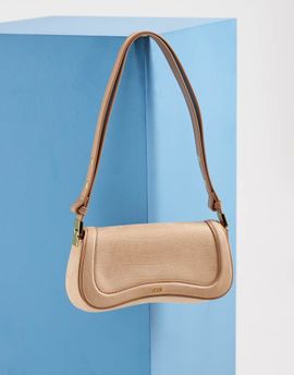 JW PEI JW PEI Joy shoulder bag in beige faux suede croc emboss-NEUTRAL