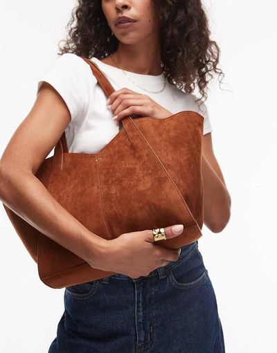 JW PEI JW PEI Kiana large faux suede tote bag in brown
