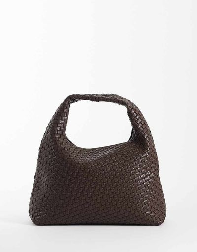JW PEI JW PEI Laura woven shoulder bag in mocha brown