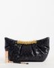 JW PEI JW PEI Leia fan clutch purse in embossed woven black - 2
