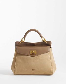 JW PEI JW PEI Lucia classic faux suede top handle purse in taupe-Neutral