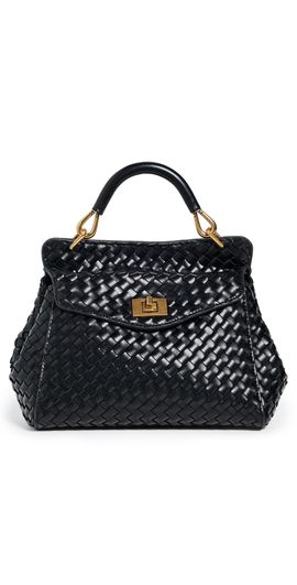 JW PEI JW PEI Lucia Classic Top Handle Woven Bag Black One Size