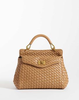 JW PEI JW PEI Lucia classic top handle woven purse in brown