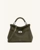 JW PEI JW PEI Lucia top handle purse in dark olive faux suede-Green - 1