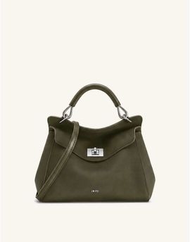 JW PEI JW PEI Lucia top handle purse in dark olive faux suede-Green