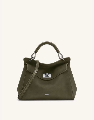 JW PEI JW PEI Lucia top handle purse in dark olive faux suede-Green