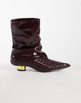 JW PEI JW PEI Nerissa woven pointed heeled ankle boots in burgundy-RED