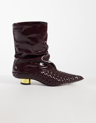 JW PEI JW PEI Nerissa woven pointed heeled ankle boots in burgundy-RED