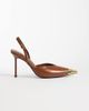JW PEI JW PEI Savannah slingback heels with metal toe detail in caramel brown - 1