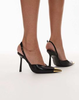 JW PEI JW PEI Savannah slingback heels with metal toe detailing in black