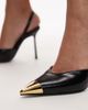 JW PEI JW PEI Savannah slingback heels with metal toe detailing in black - 4