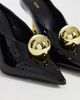 JW PEI JW PEI Sofia angled vamp heel mules in black & gold-Multi - 2
