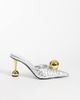 JW PEI JW PEI Sofia woven gold-tone sphere heel mules in silver-Multi - 1