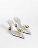 JW PEI JW PEI Sofia woven gold-tone sphere heel mules in silver-Multi - 2