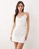 JW PEI JW PEI square neck 3D floral applique detail tie shoulder lace panel mini dress in white - 1