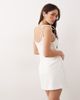 JW PEI JW PEI square neck 3D floral applique detail tie shoulder lace panel mini dress in white - 4