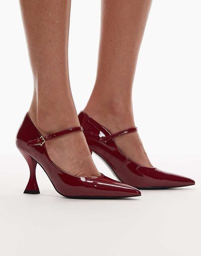 JW PEI JW PEI Thalina pointed toe heeled pumps in burgundy-Red