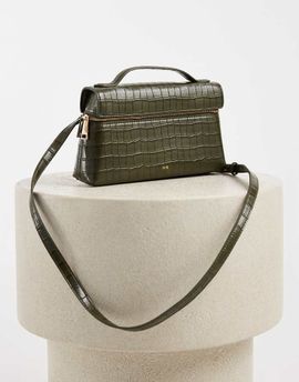 JW PEI JW PEI Thea top handle vanity bag in olive green croc