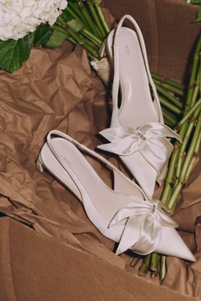 JW PEI Queena Floral Appliqué Slingback Kitten Heels