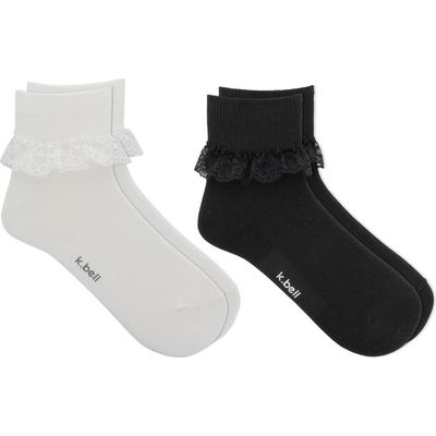 K Bell Socks K Bell Socks Assorted 2-Pack Lace Trim Quarter Socks