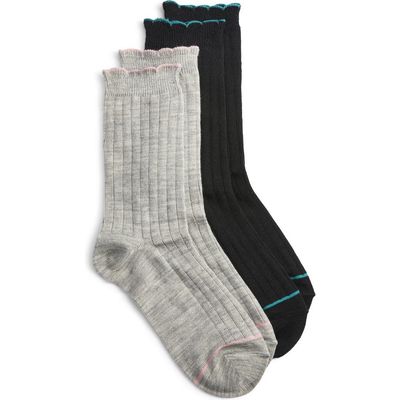 K Bell Socks K Bell Socks Assorted 2-Pack Scalloped Rib Crew Socks