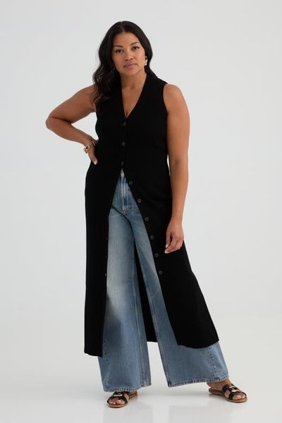 KADA KADA The Rib Sleeveless Knit Duster Midi Dress