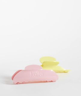 Kaiia Kaiia 2 pack hair claw clips in pink and yellow-Multi