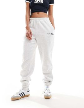 Kaiia Kaiia cotton blend cuffed sweatpants in light gray