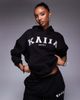 Kaiia Kaiia cotton blend sport embroidered logo oversized hoodie in black and cream - part of a set - 1