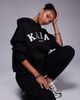 Kaiia Kaiia cotton blend sport embroidered logo oversized hoodie in black and cream - part of a set - 3