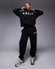 Kaiia Kaiia cotton blend sport embroidered logo oversized hoodie in black and cream - part of a set - 4