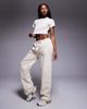 Kaiia Kaiia cotton blend sport embroidered logo wide leg sweatpants in cream - part of a set-Neutral - 1