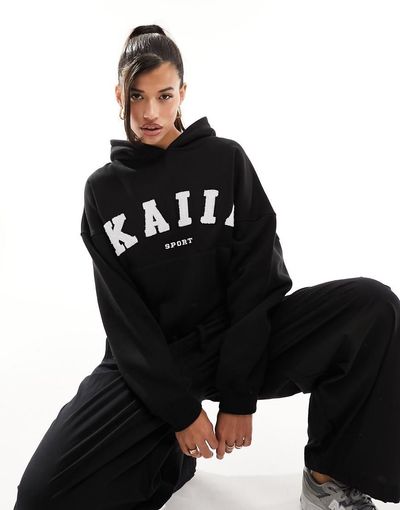 Kaiia Kaiia cotton blend sport oversized hoodie in black