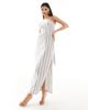 Kaiia Kaiia cotton rich bandeau oversized tie detail maxi dress in cream stripe-Multi - 1