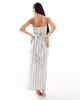 Kaiia Kaiia cotton rich bandeau oversized tie detail maxi dress in cream stripe-Multi - 3