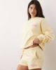Kaiia Kaiia cotton rich contrast printed logo sweatshirt fabric mini shorts in lemon & pink - part of a set-Yellow - 2