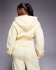 Kaiia Kaiia cotton rich embroidered bow logo cropped zip up hoodie in lemon and blue - part of a set-Multi - 3