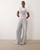 Kaiia Kaiia cotton rich embroidered logo detail double waistband wide leg sweatpants in gray and white - part of a set - 1