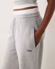 Kaiia Kaiia cotton rich embroidered logo detail double waistband wide leg sweatpants in gray and white - part of a set - 3